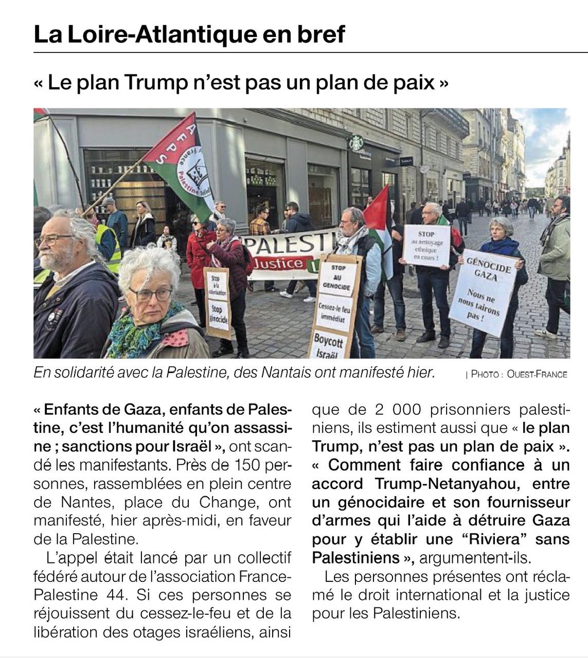 Ouest-France le 26 10 pour le rassemblement du 25